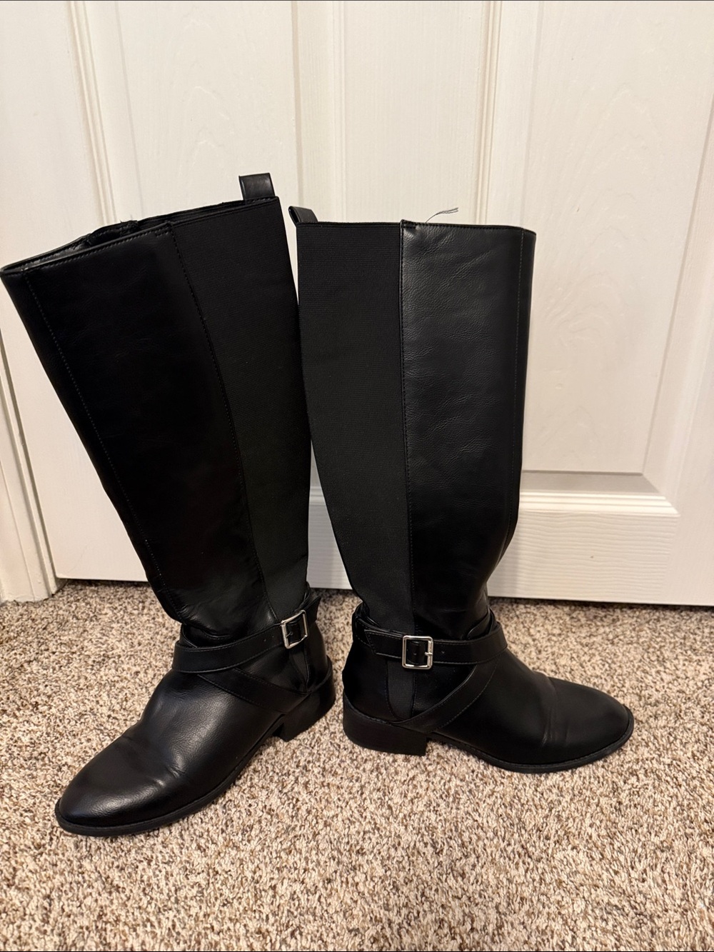 Kelly & Katie Black Over-the-Knee Riding Boots with Buckle Strap